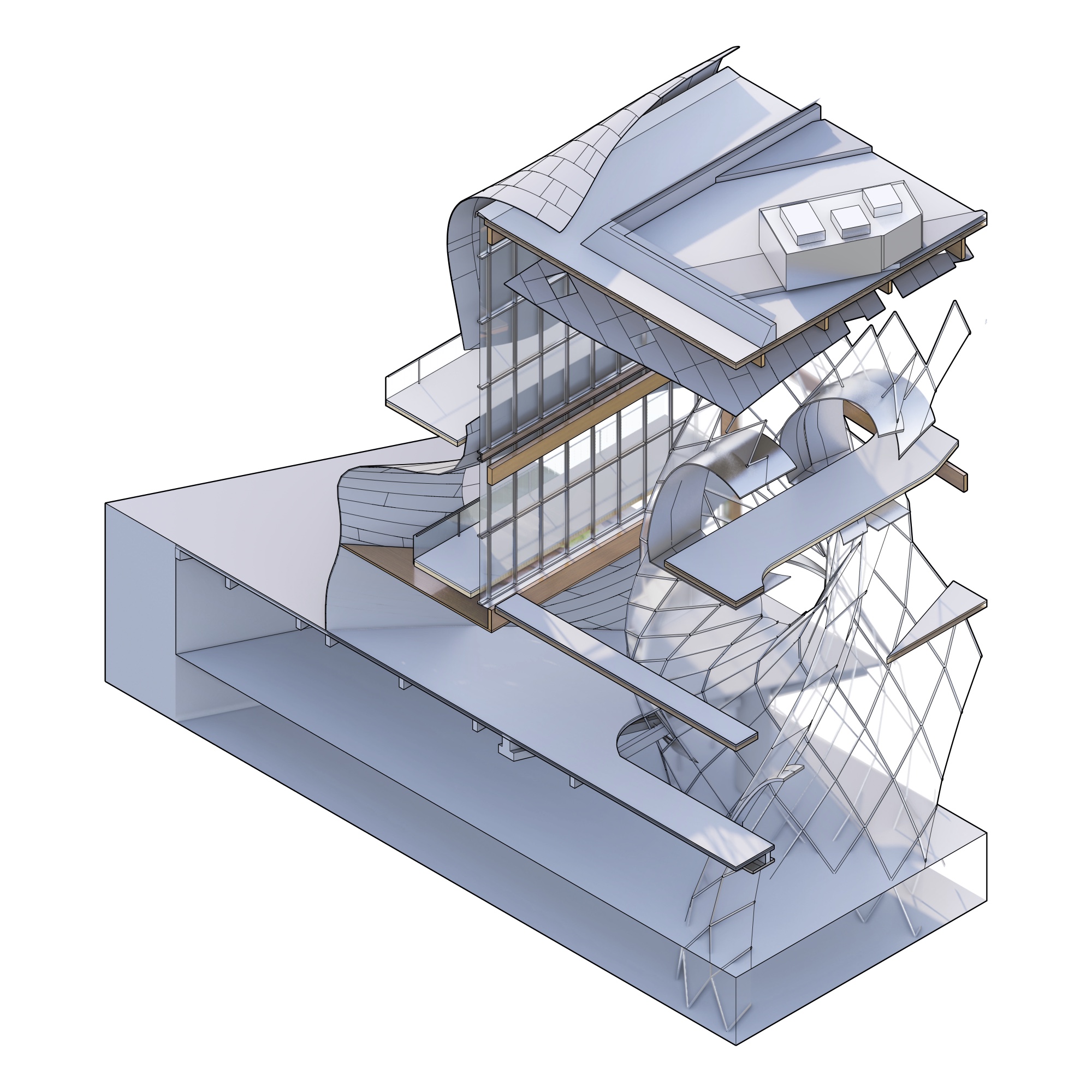 axonometric architectural wall section chunk