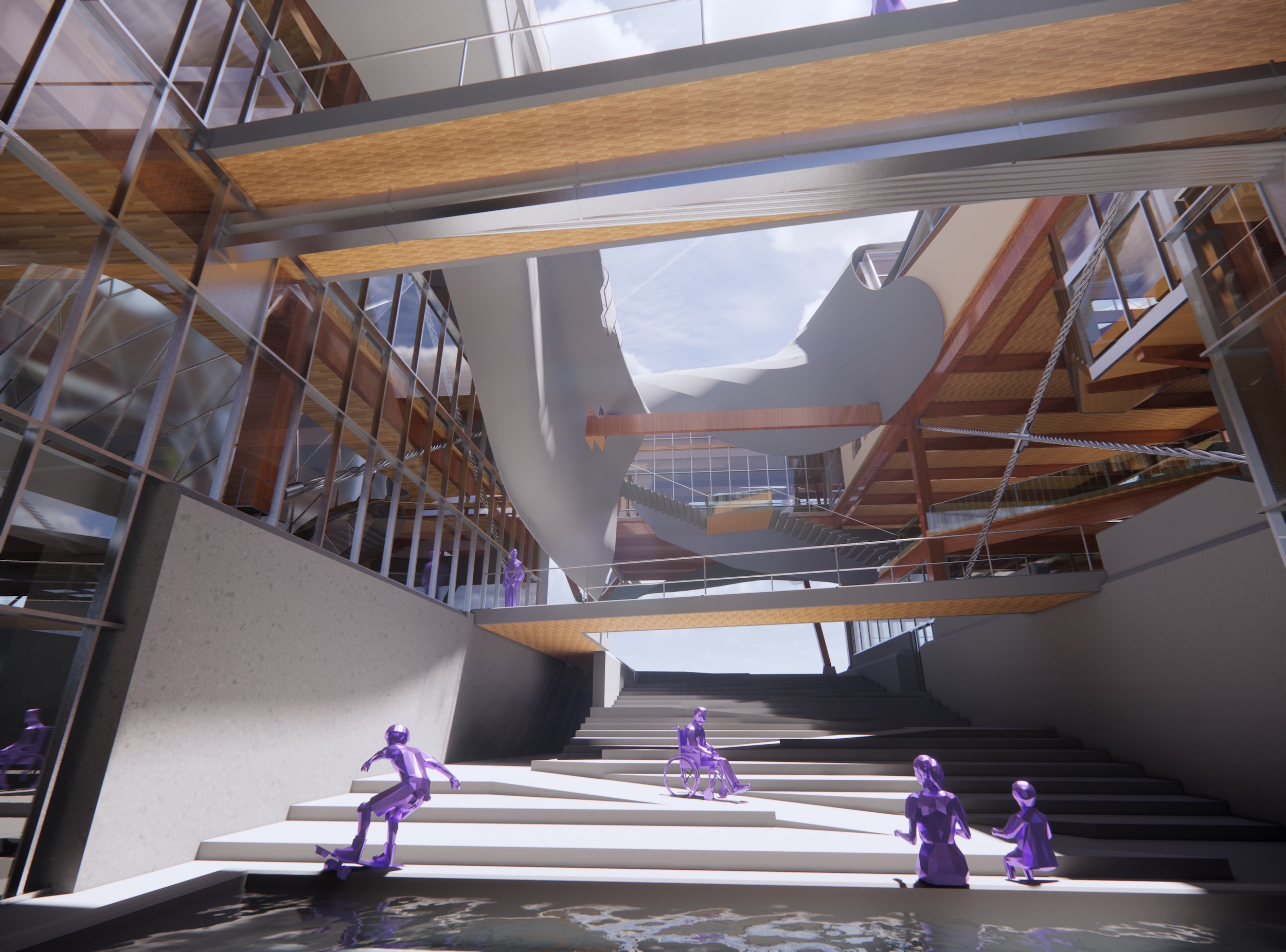 exterior architectural atrium Enscape render