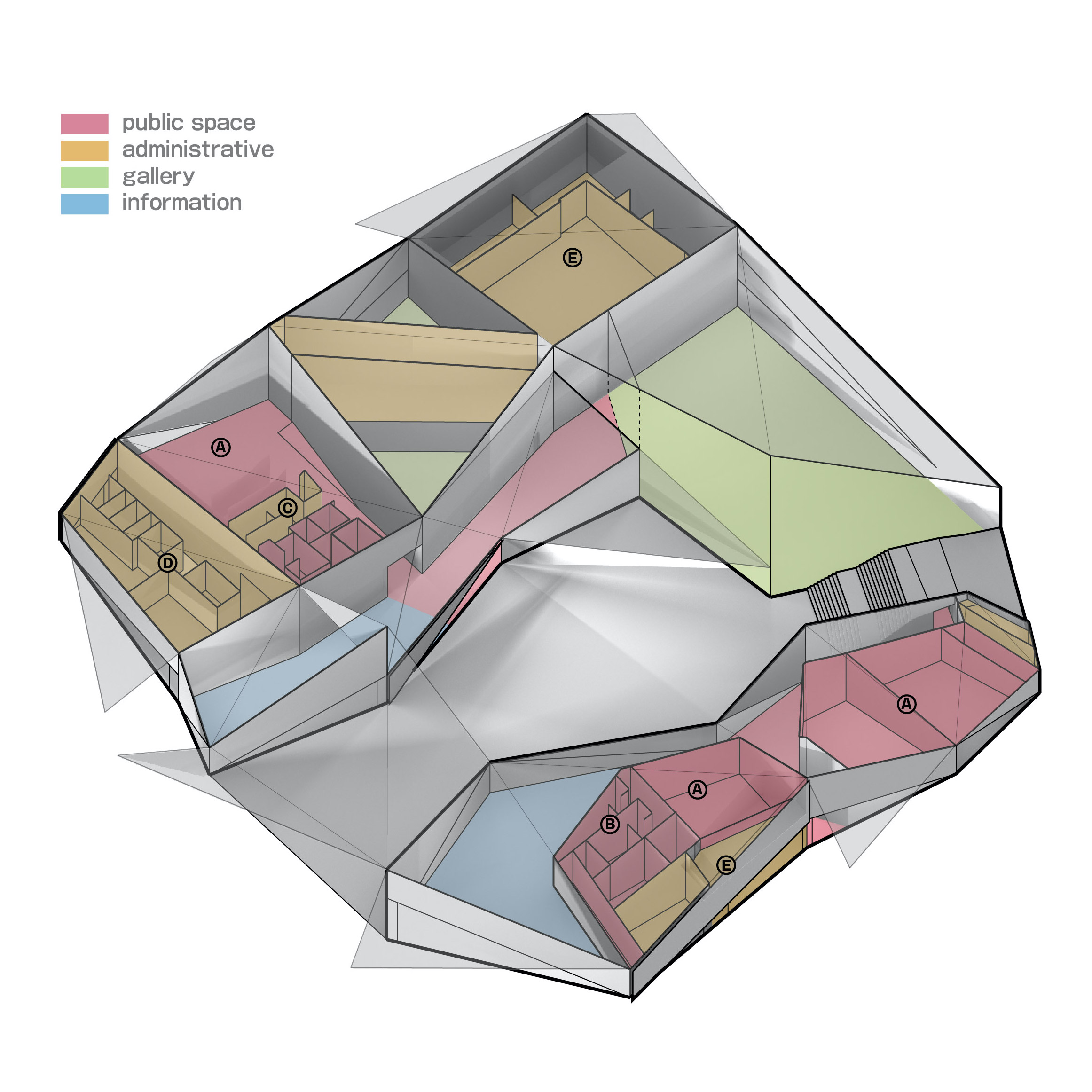 architectural program diagram of kyushu geibun kan