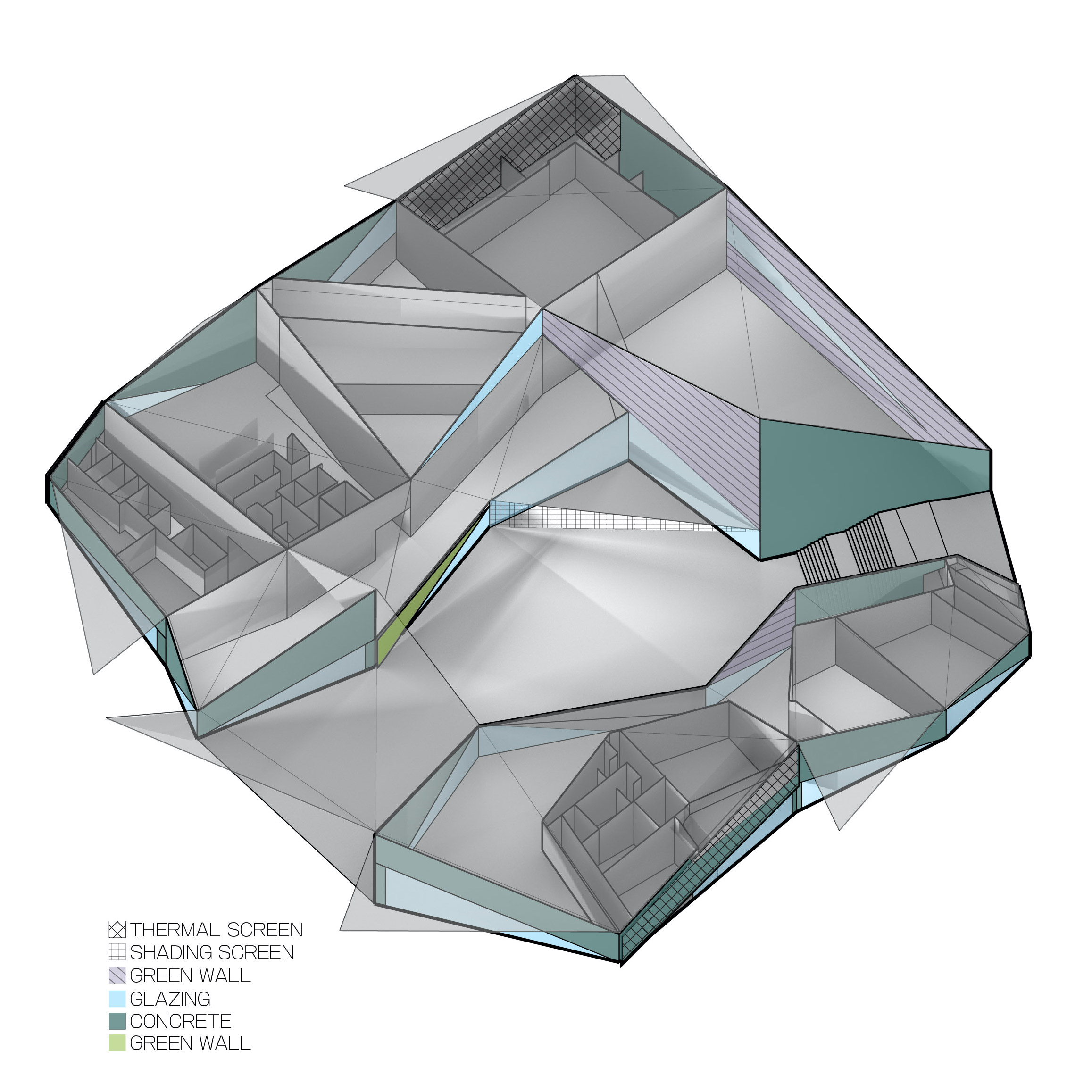 architectural envelope diagram of kyushu geibun kan