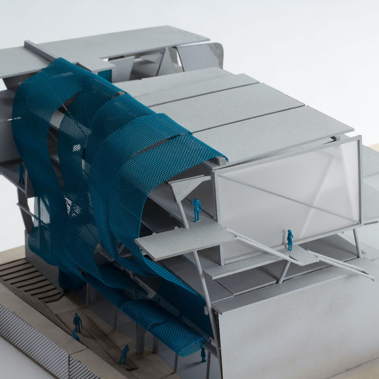 exterior stairwell in scale model