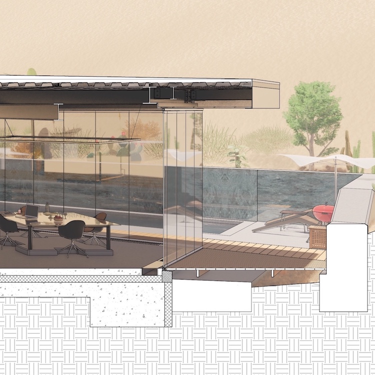 architectural perspective cross section drawing