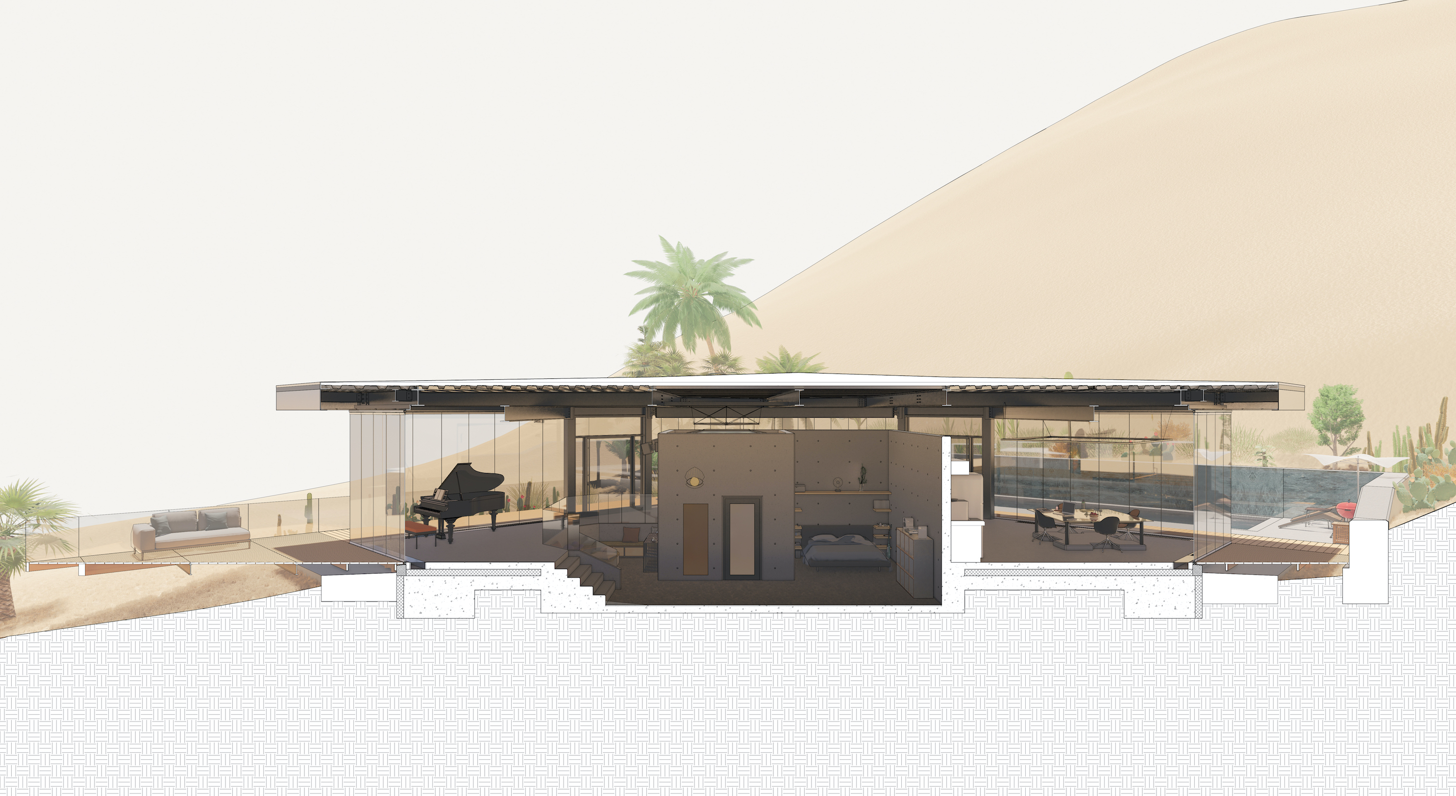 architectural perspective cross section drawing