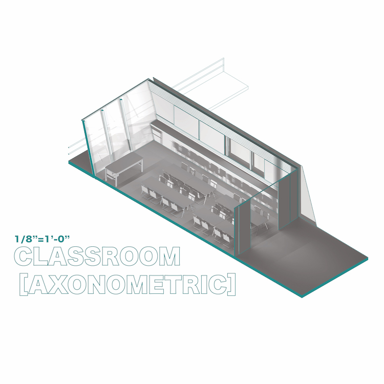 classroom architectural axonometric cutaway