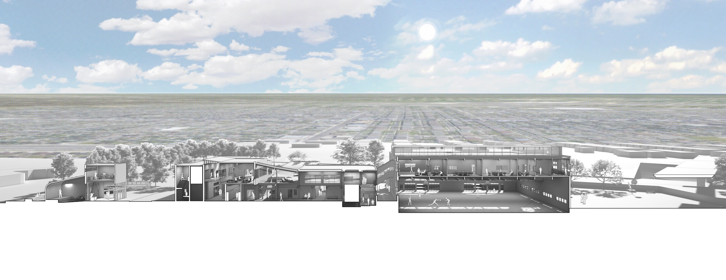 longitudinal architectural project cross section