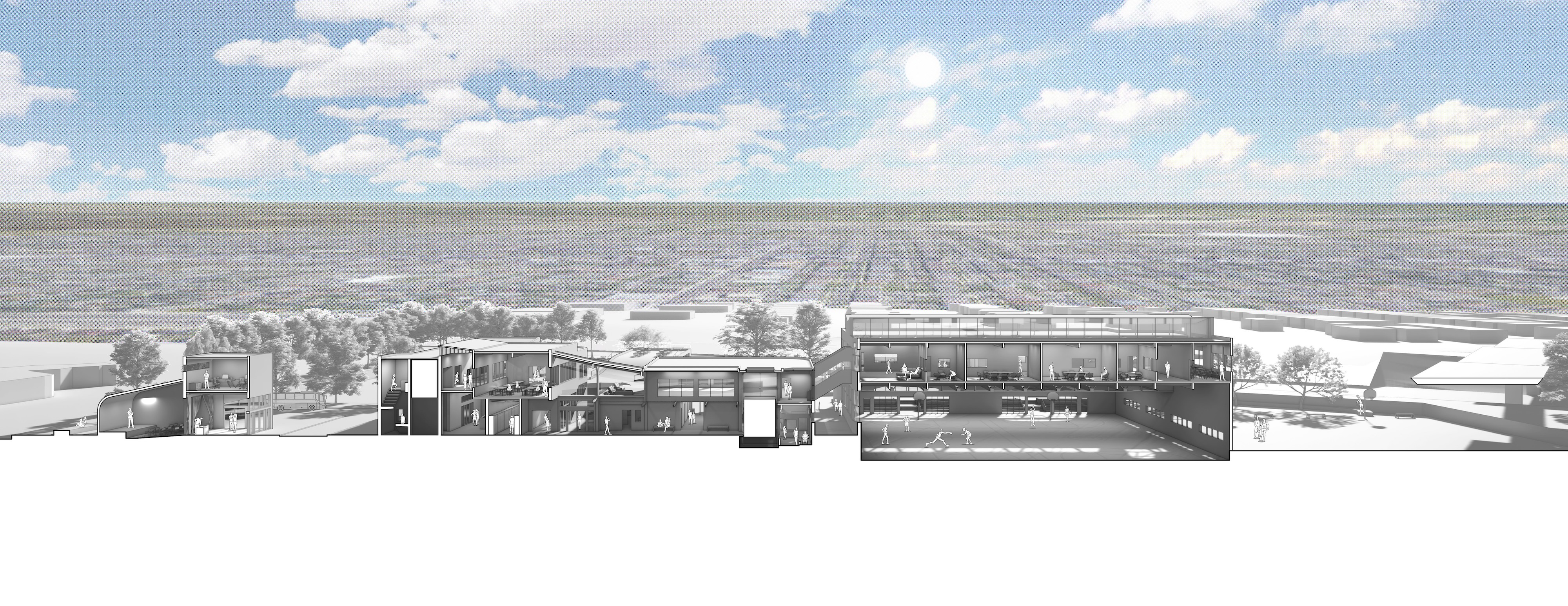 longitudinal architectural project cross section