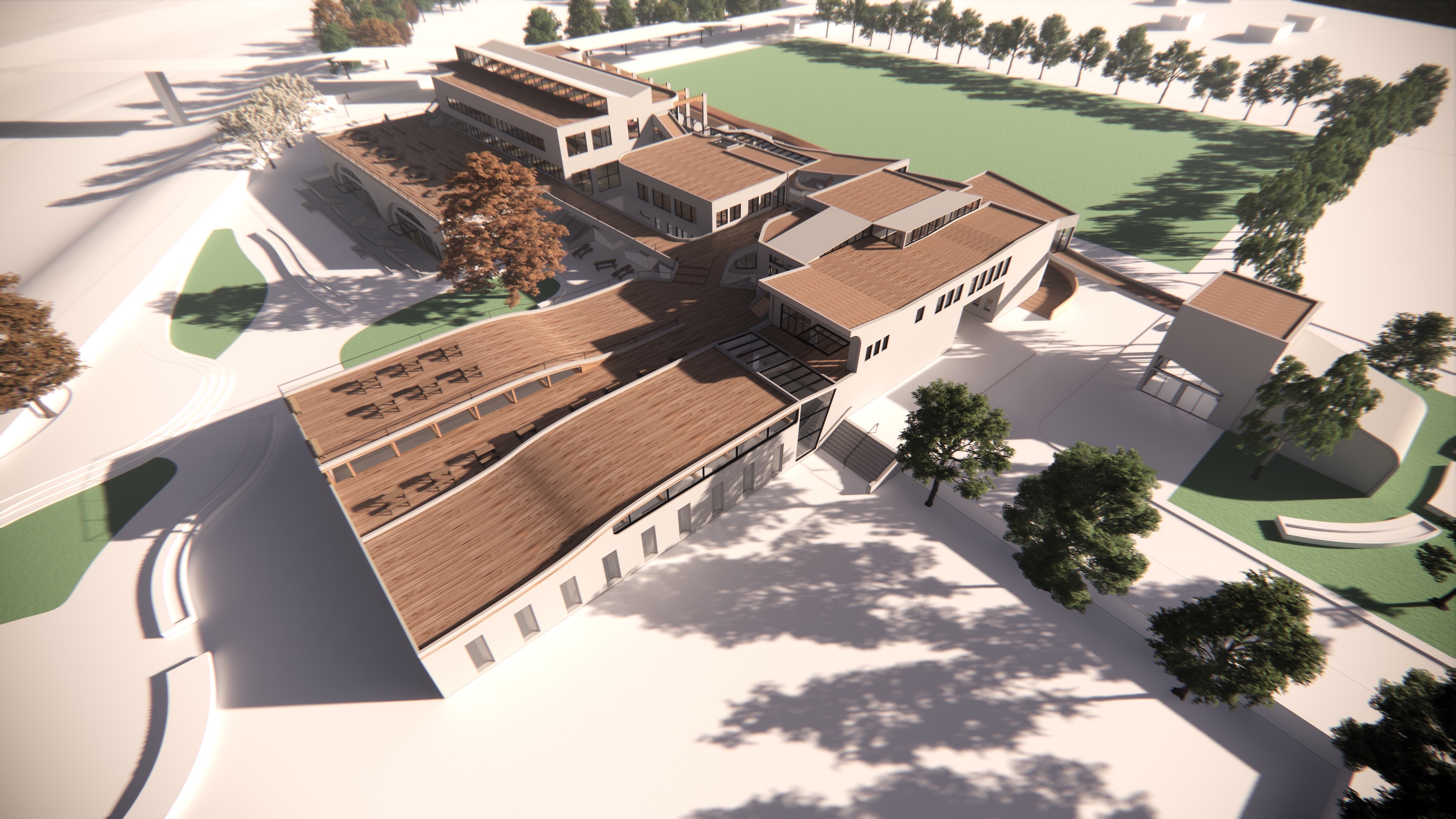 exterior architectural aerial Enscape render