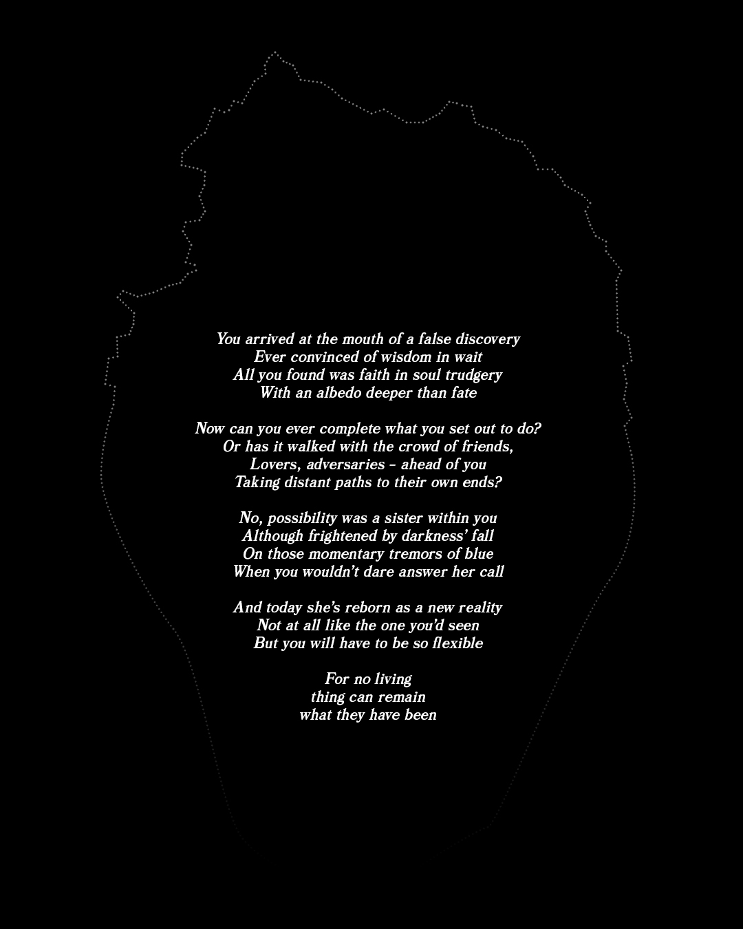 poem surrounded by the silhouette of the preceding cave image